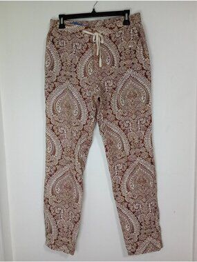J.McLaughlin 100% Linen Pants Womens Paisley Print  Size S Comfortable